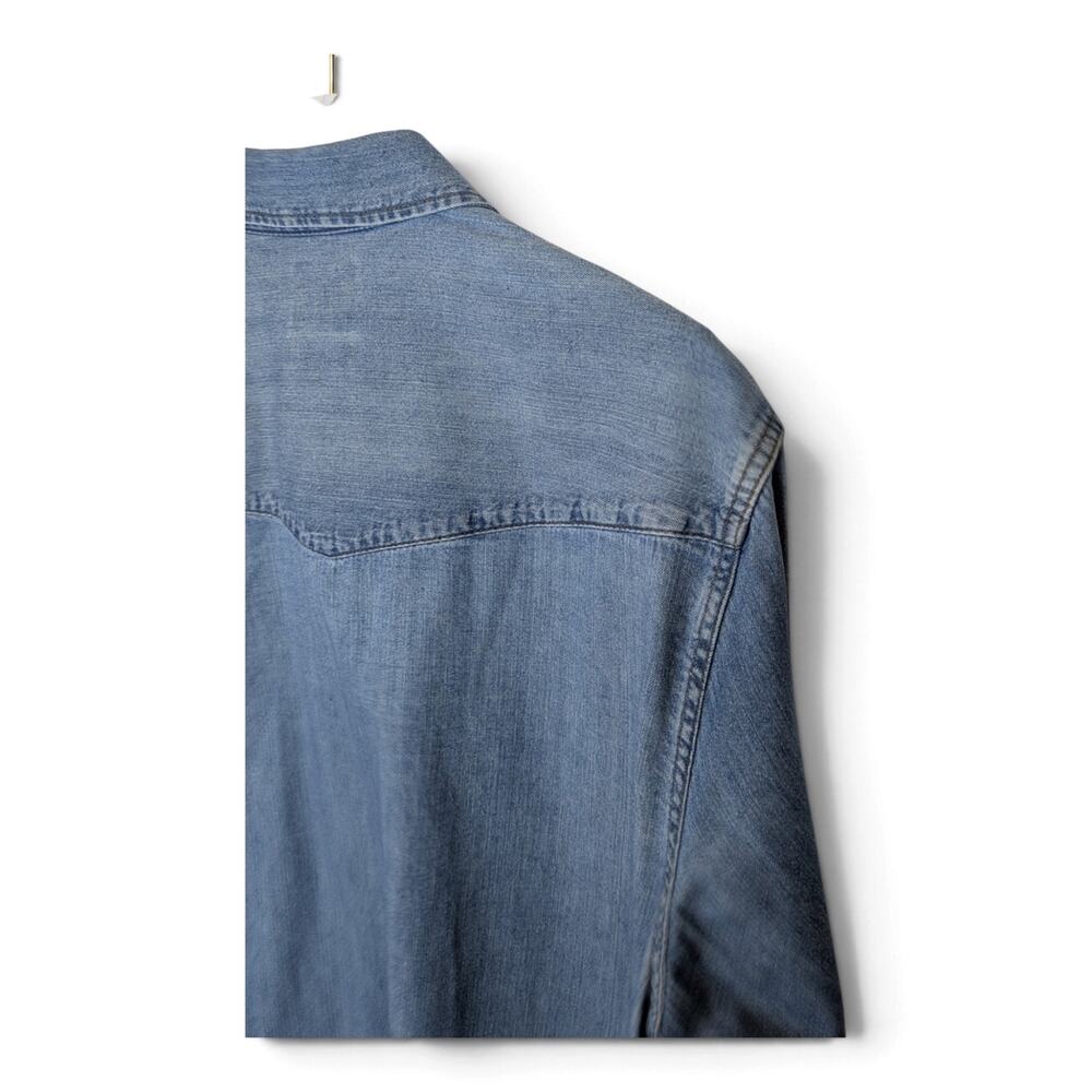 GAP DENIM Pearl Snap New Western Style Slim Fit Denim Shirt Authentic Indigo - L - Picture 4 of 8